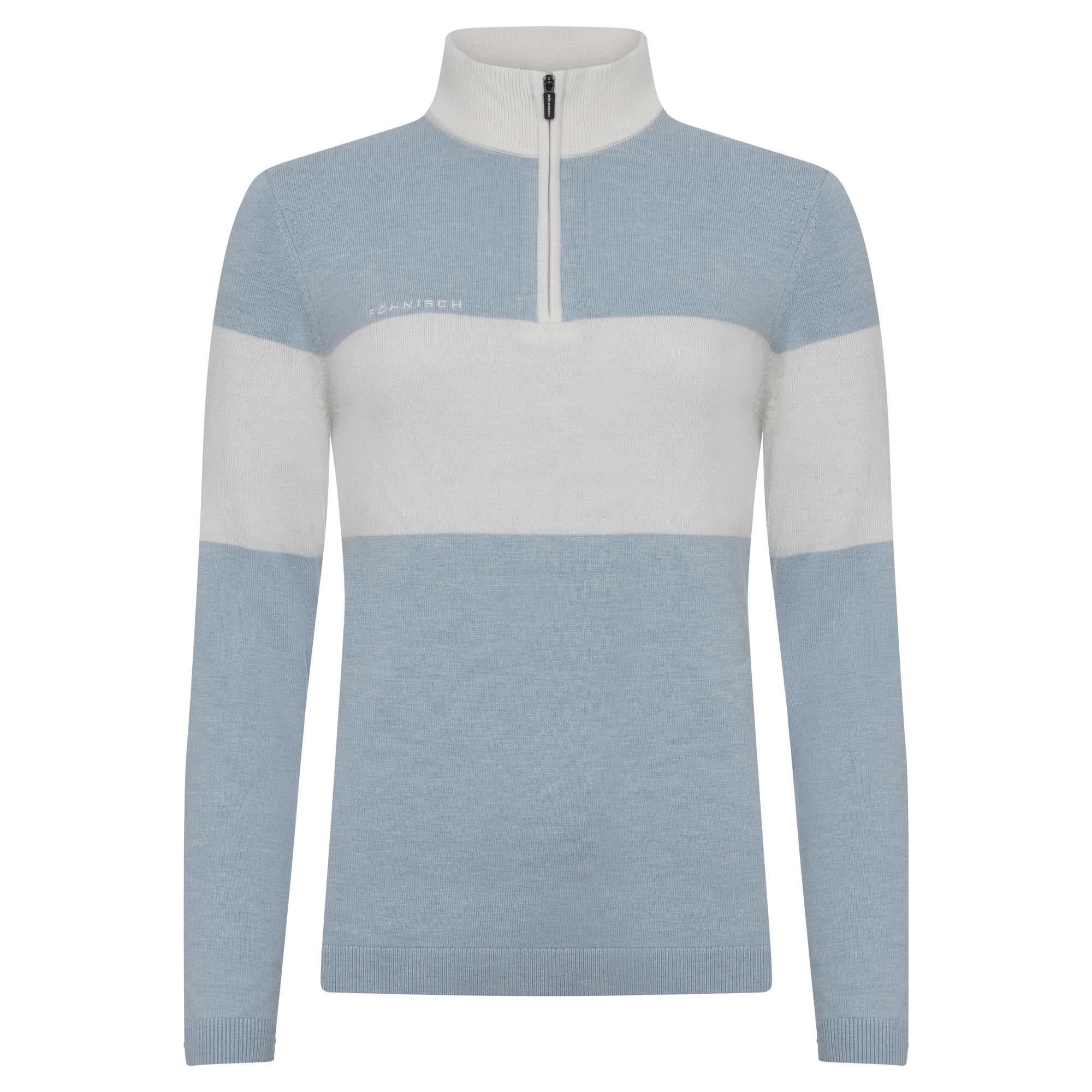 Rohnisch Kora Ladies Knitted Half Zip Sweater Dove Blue